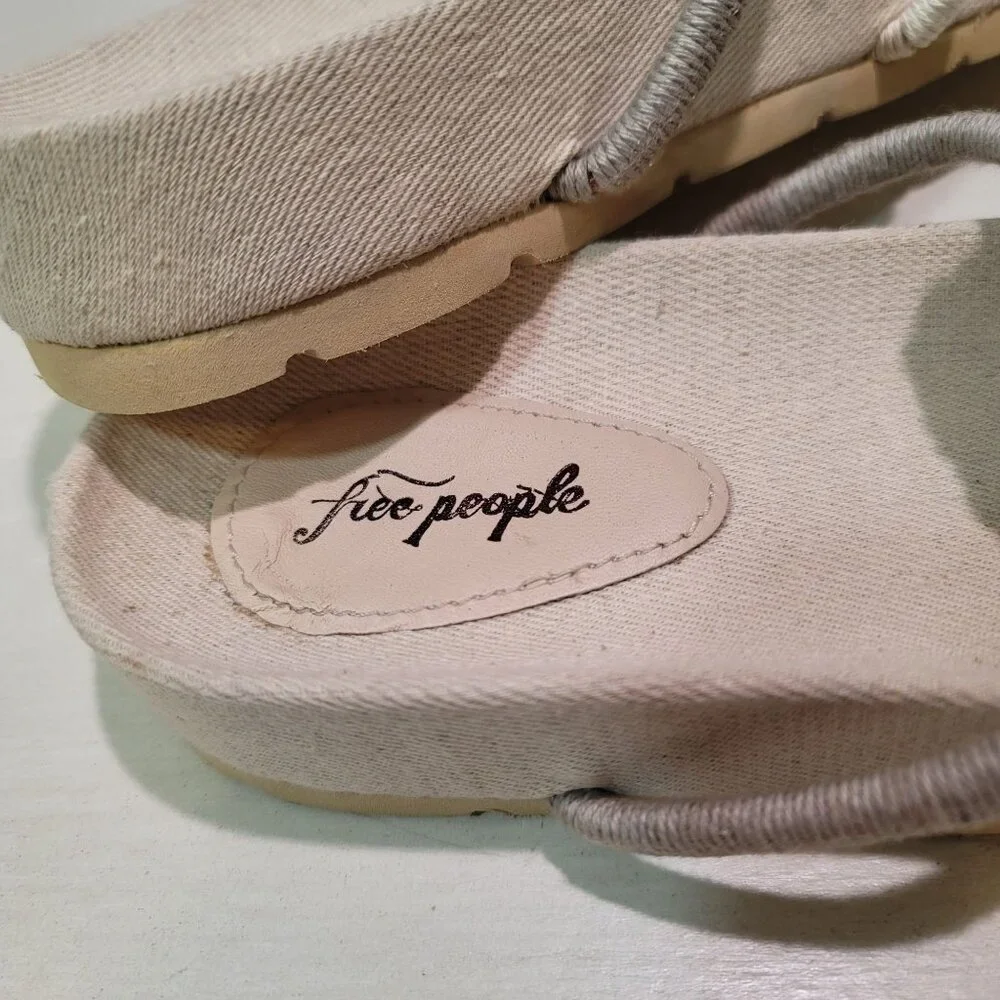 Free People Womens Sz 6.5 Denali Woven Footbed Sandals Neutral Earthy Shoes Boho - Picture 11 of 13